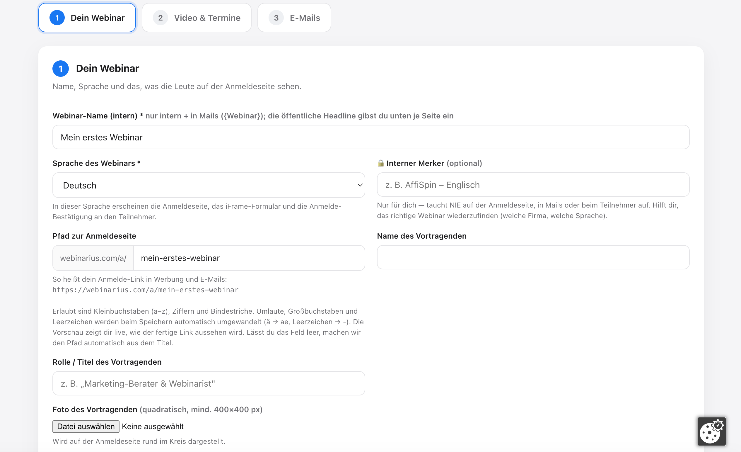 Step 1 — Your webinar